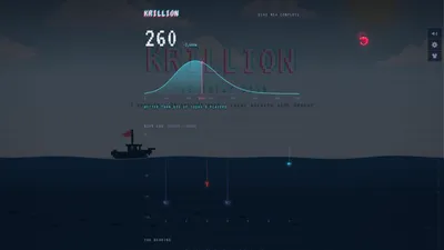 Krillion home screen showing the ocean depth ruler with zone markers