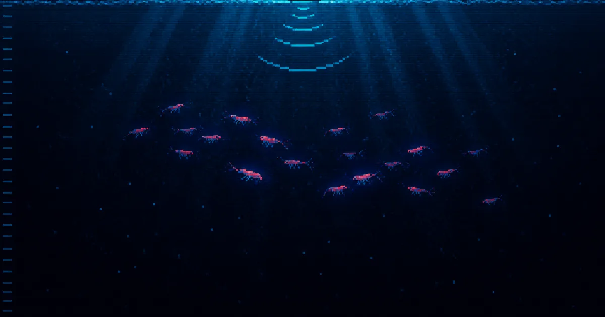 editorial illustration of a submarine descending past trivia prompt cards